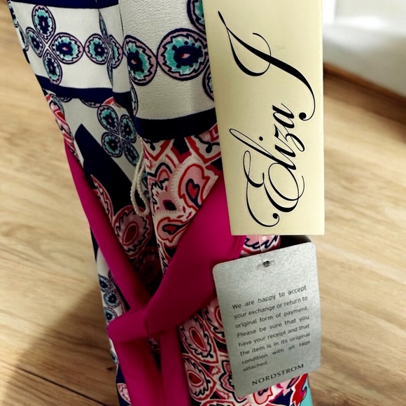 Eliza J Off Shoulder Floral Maxi Dress with Pink Belt - Picture 4 of 5